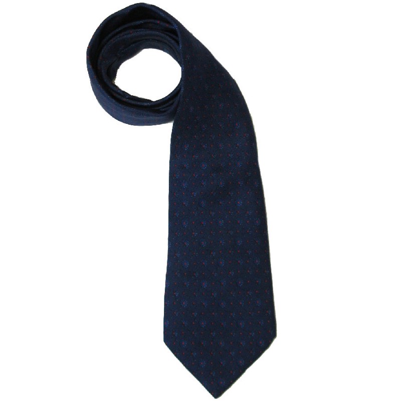 HERMES tie in dark blue printed silk - VALOIS VINTAGE PARIS
