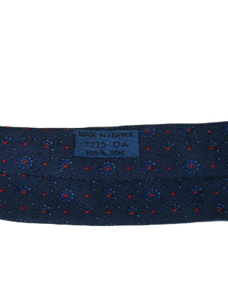 HERMES tie in dark blue printed silk