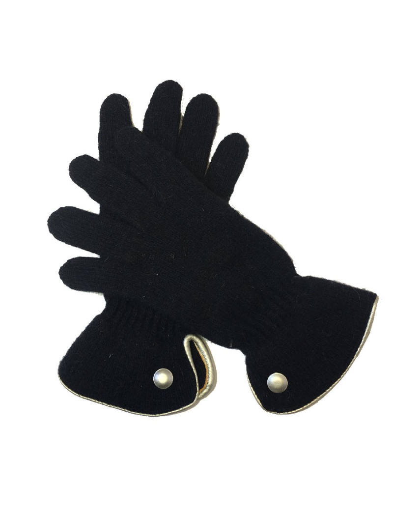 Gants MURIEL noir et cuir doré