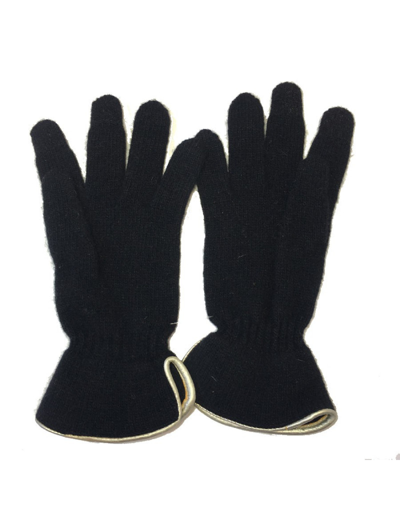 Gants MURIEL noir et cuir doré