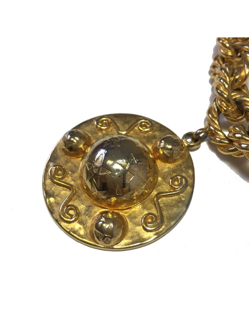 Collier CELINE vintage chaîne en métal doré