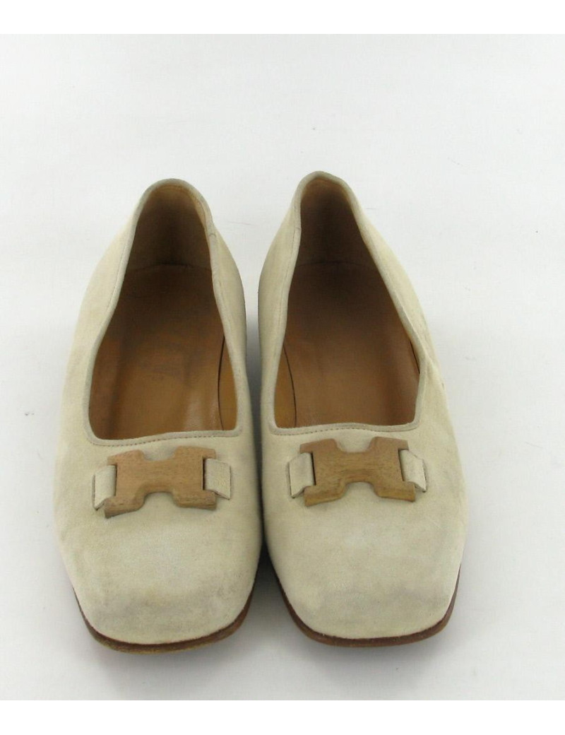 Ballerines HERMES T36 daim beige