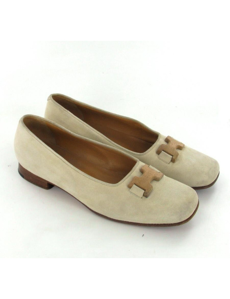 Ballerines HERMES T36 daim beige