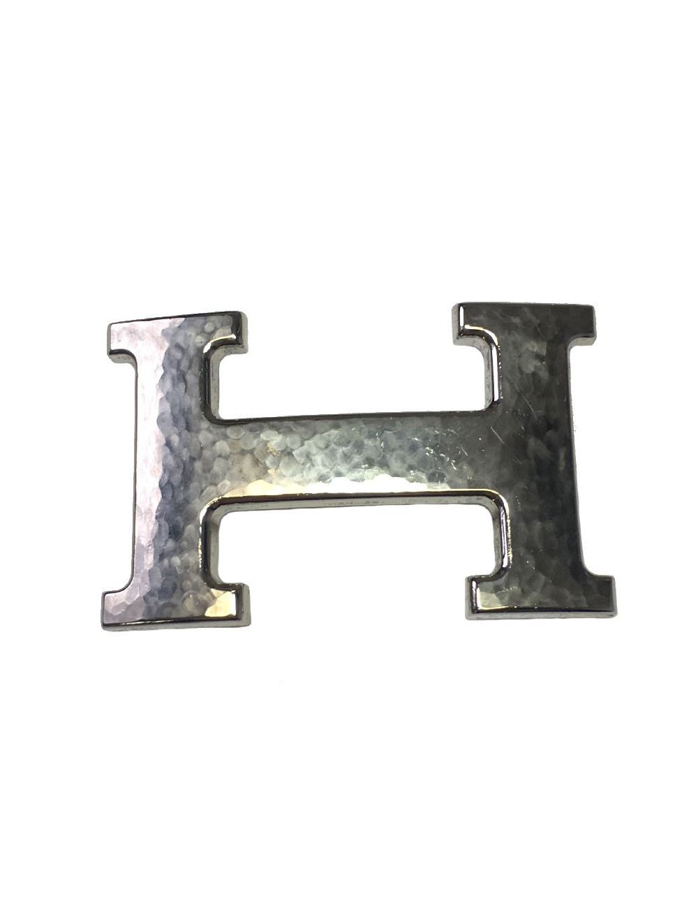 Boucle H HERMÈS métal palladié martelé