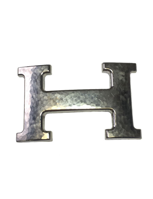 Boucle H HERMÈS métal palladié martelé