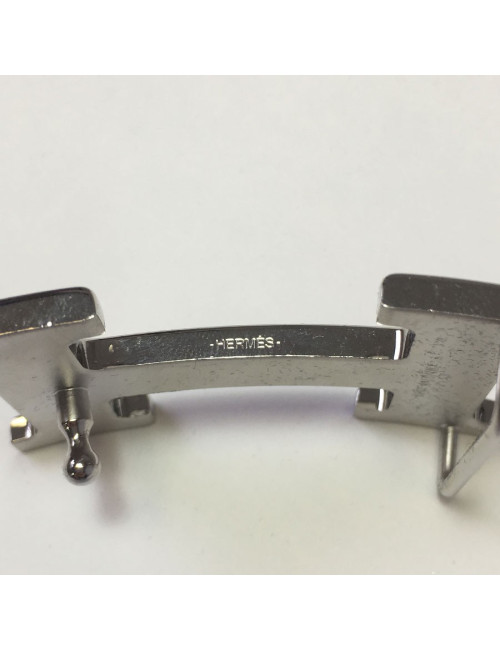 Boucle H HERMÈS métal palladié martelé