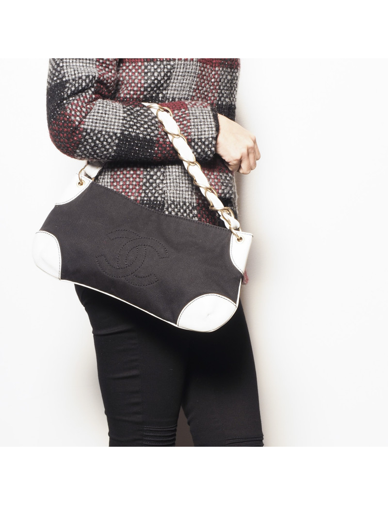 Sac CHANEL toile et cuir bicolore