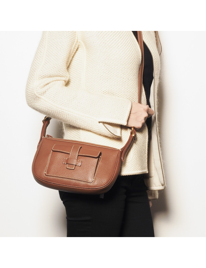 Sac LORO PIANA en cuir grainé gold