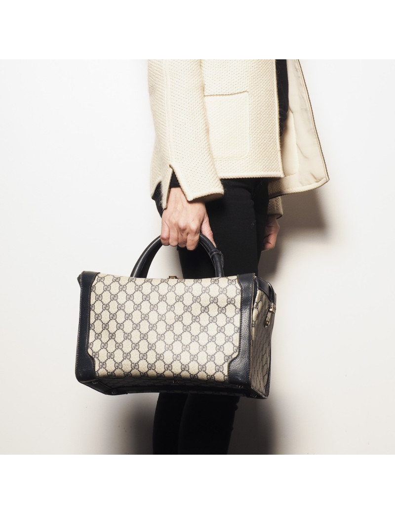 GUCCI Vintage vanity in blue canvas and leather