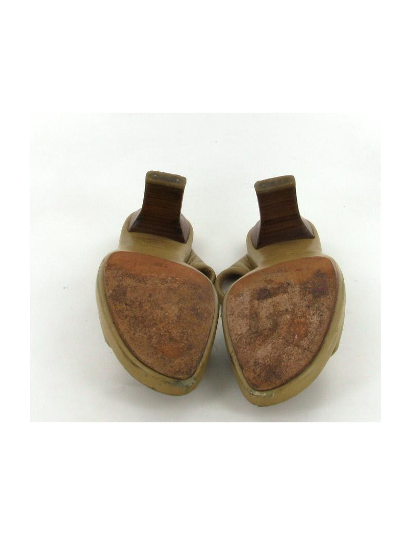 Mules T36.5 HERMES en cuir beige