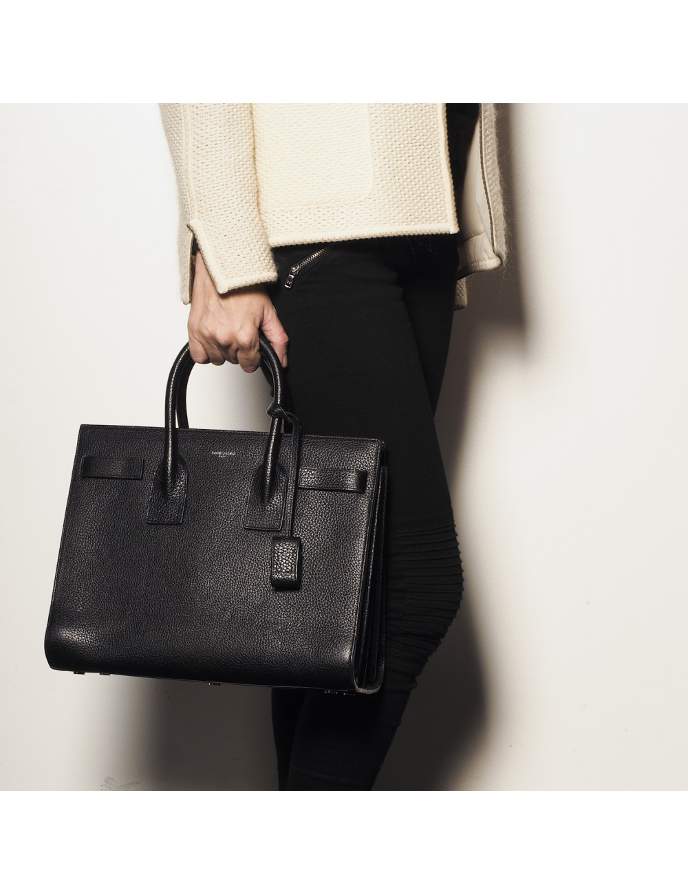 Sac SAINT LAURENT cuir grainé noir