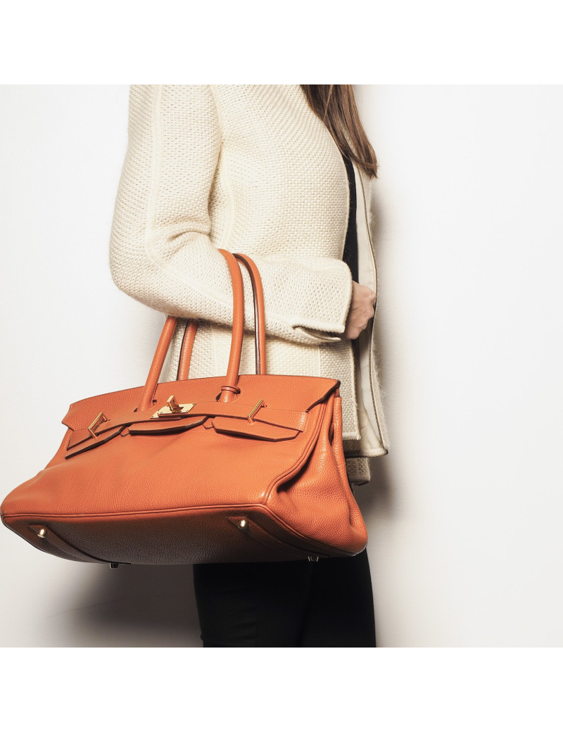 Sac HERMES Shoulder cuir taurillon clémence orange