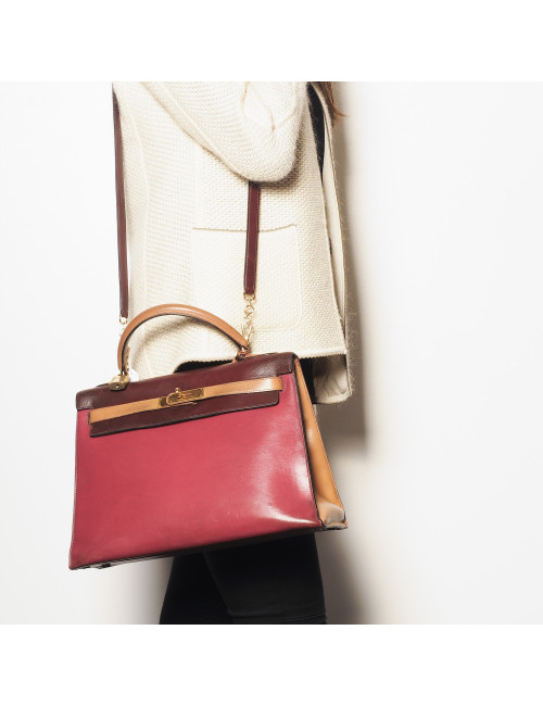 Kelly  32 tricolore  HERMES avec bandoulière