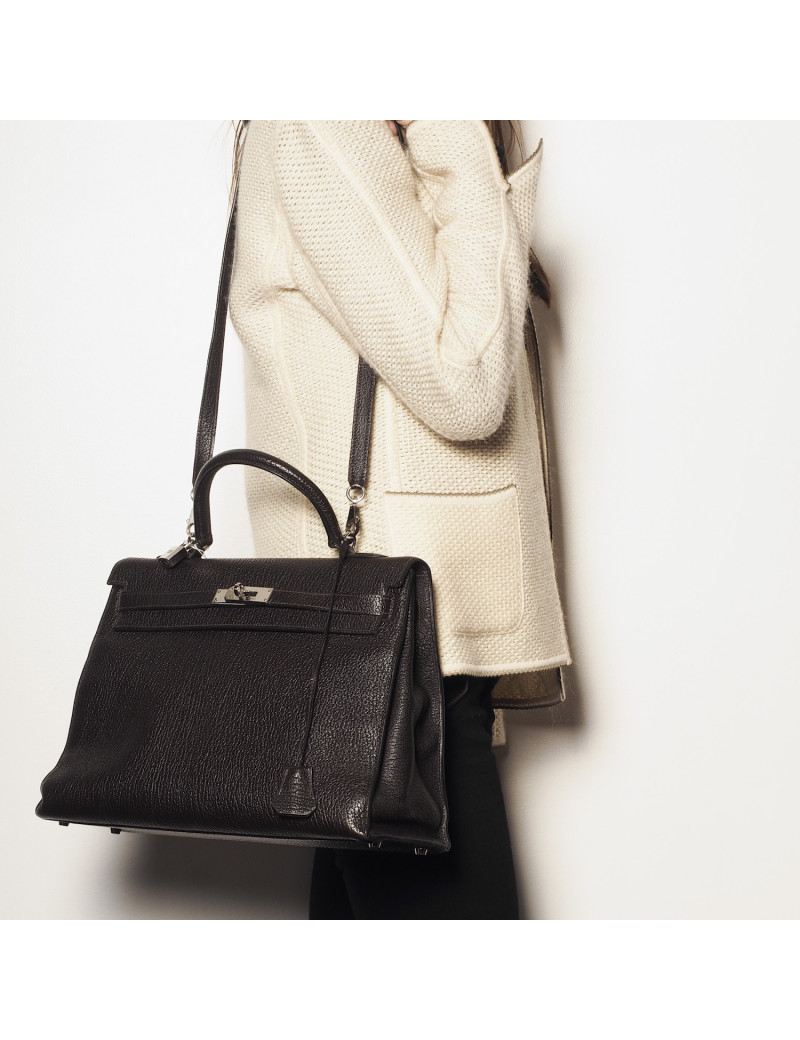 Sac Kelly II  T35 HERMES avec bandoulière cuir grainé marron