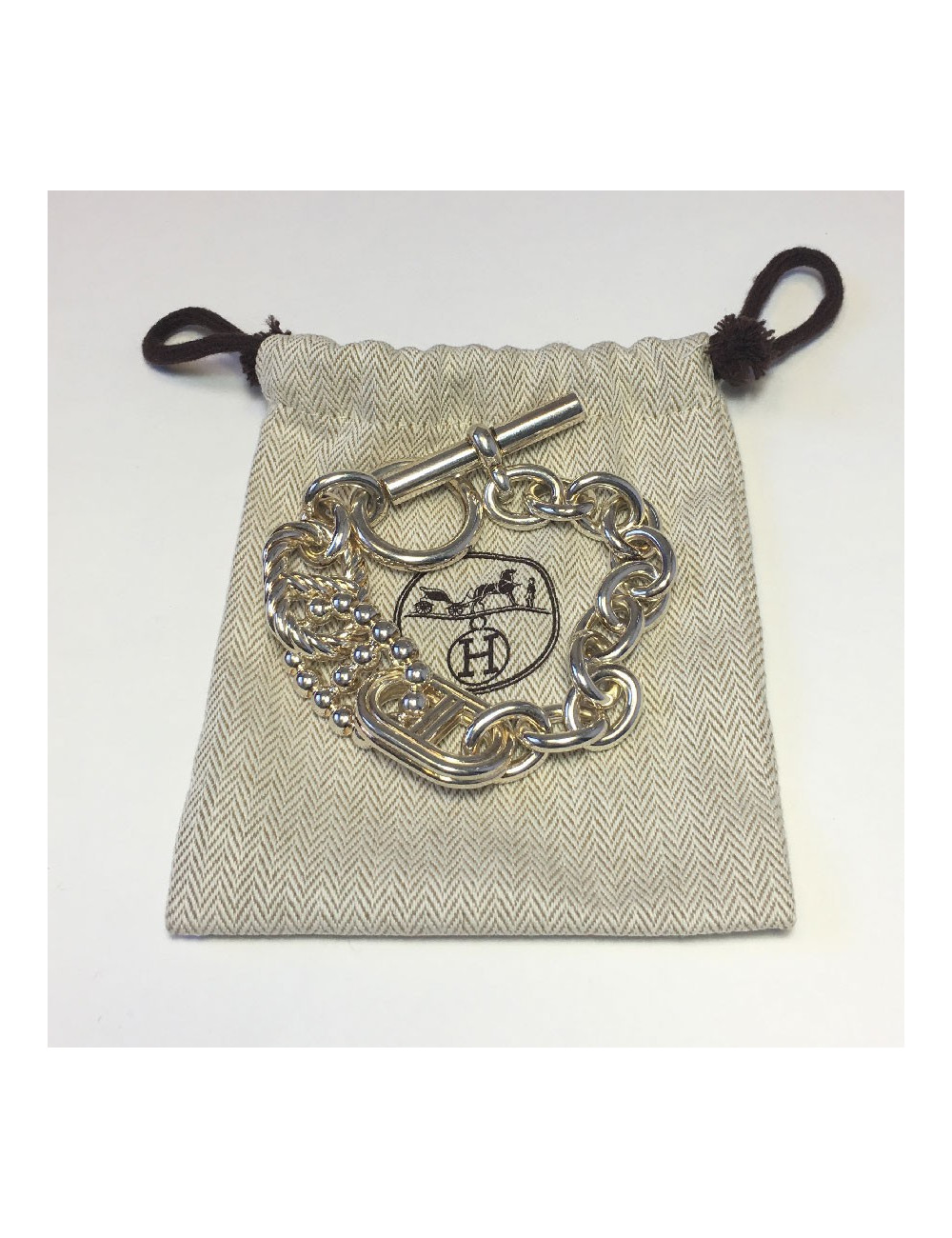 xxx Bracelet HERMES Parade Large en argent massif 