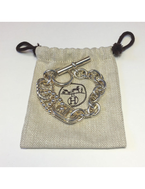 xxx Bracelet HERMES Parade Large en argent massif 
