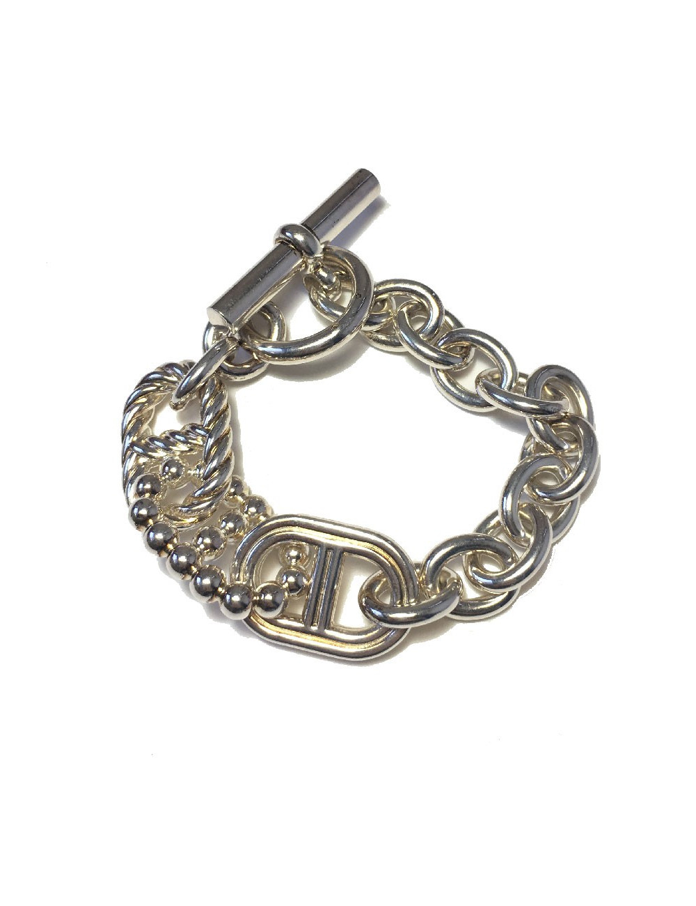 xxx Bracelet HERMES Parade Large en argent massif 