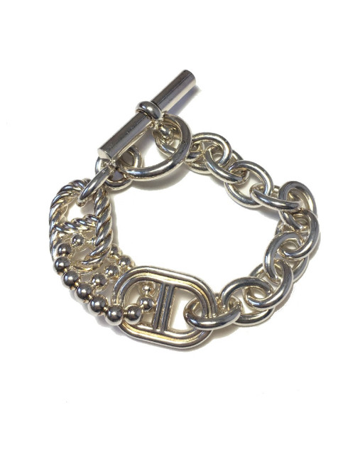 xxx Bracelet HERMES Parade Large en argent massif 