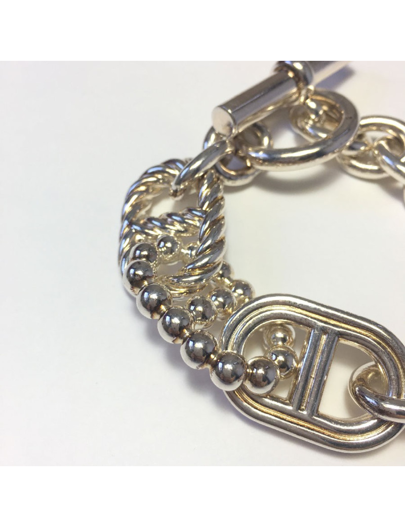 xxx Bracelet HERMES Parade Large en argent massif 