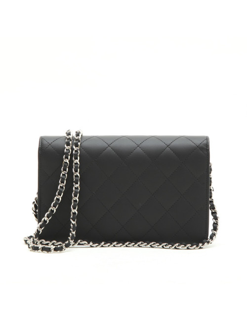 Sac CHANEL wallet cuir lisse matelassé noir