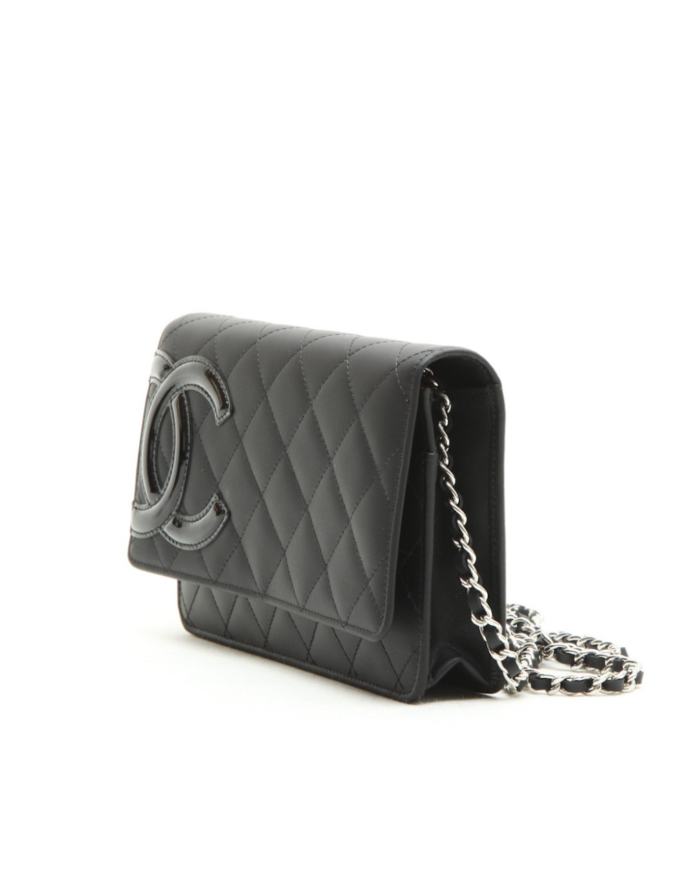Sac CHANEL wallet cuir lisse matelassé noir
