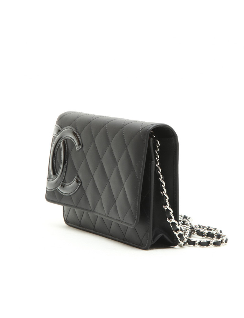 Sac CHANEL wallet cuir lisse matelassé noir