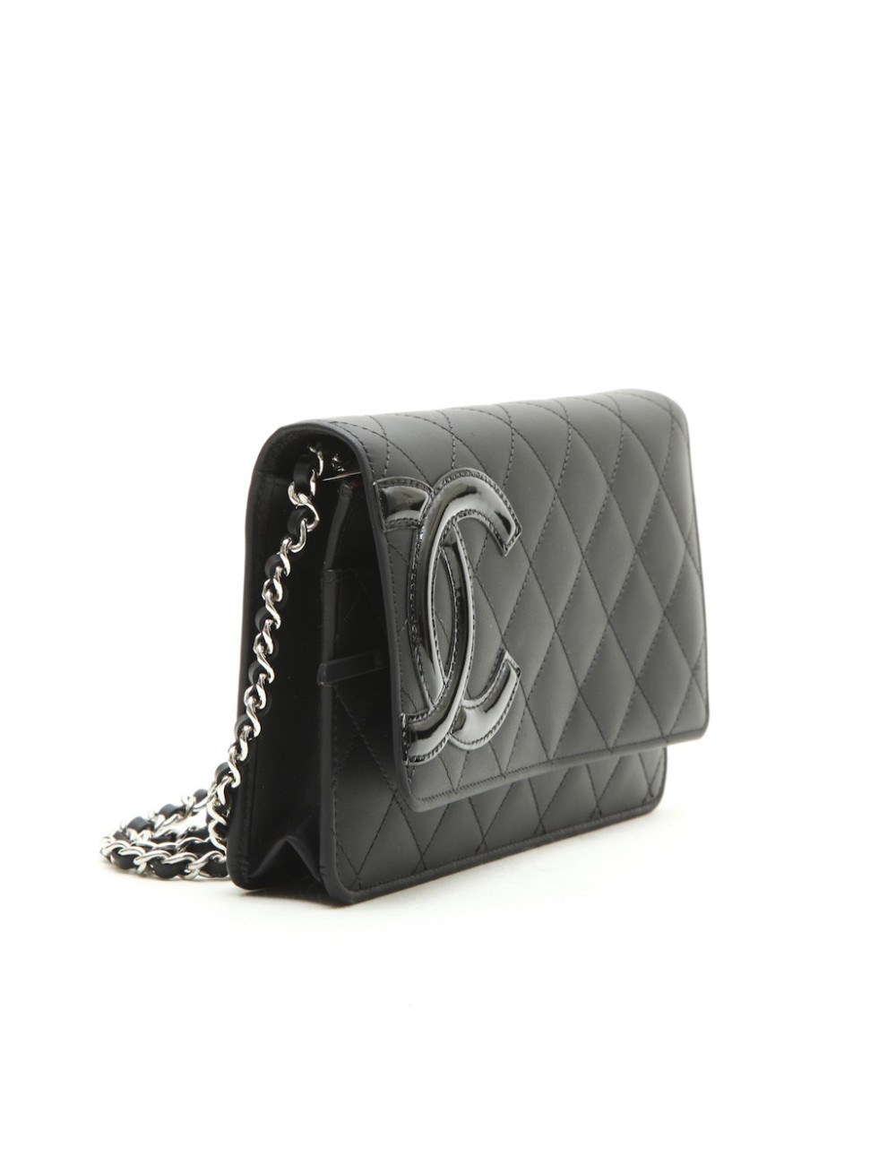 Sac CHANEL wallet cuir lisse matelassé noir