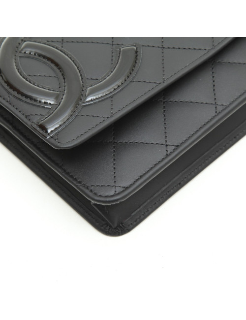 Sac CHANEL wallet cuir lisse matelassé noir
