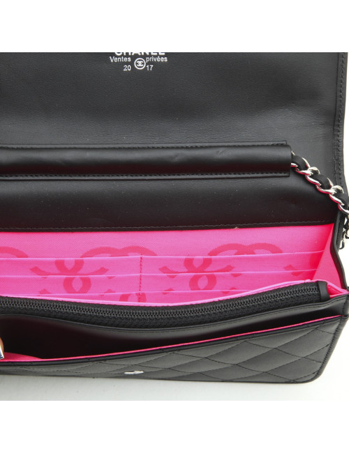 Sac CHANEL wallet cuir lisse matelassé noir
