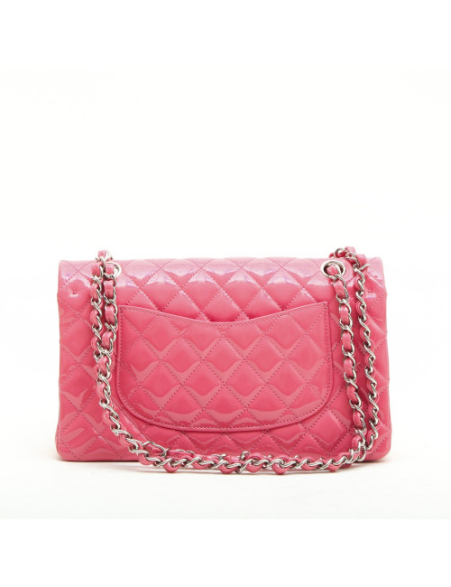 CHANEL Timeless double flap bag in pink patent leather