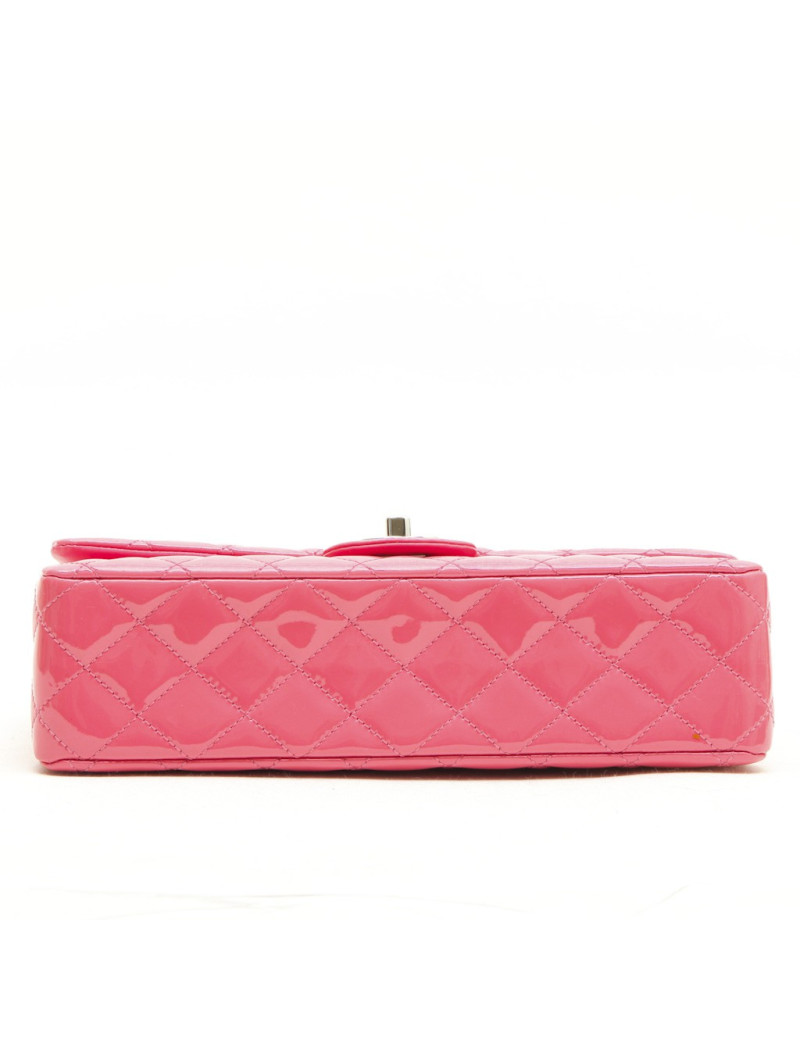 CHANEL Timeless double flap bag in pink patent leather