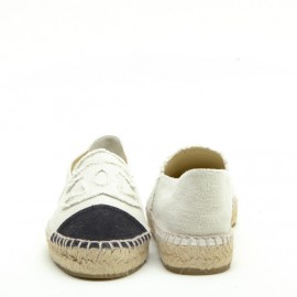 CHANEL Espadrilles in Black and Beige Two-Tones Canvas Size 40FR