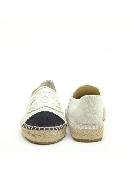 CHANEL Espadrilles in Black and Beige Two-Tones Canvas Size 40FR