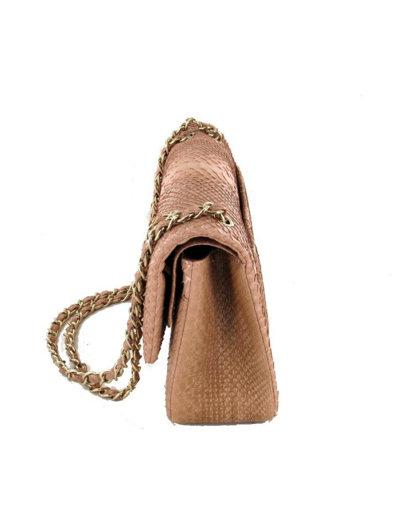 Jumbo CHANEL en python rose poudré