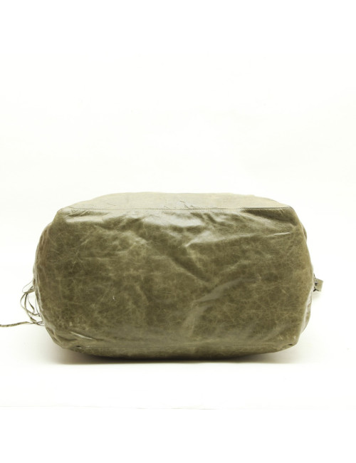 BALENCIAGA Weekender bag in green aged leather