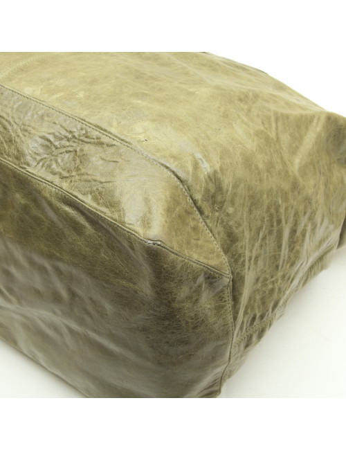 BALENCIAGA Weekender bag in green aged leather