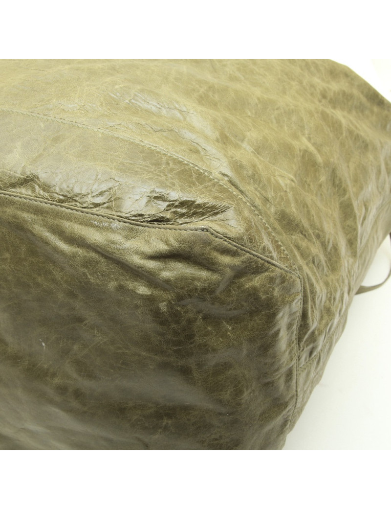 BALENCIAGA Weekender bag in green aged leather