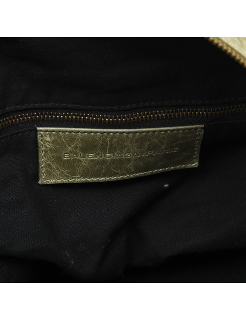 BALENCIAGA Weekender bag in green aged leather