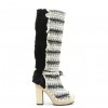 CHANEL boots in bicolor tweed and faux fur size 39.5
