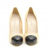 CHANEL bicolor high heels in beige smooth lamb leather size 39.5
