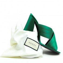  GUCCI high heels sandals in green satin
