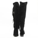 STUART WEITZMAN size 40FR fringed boots in black suede and stretch