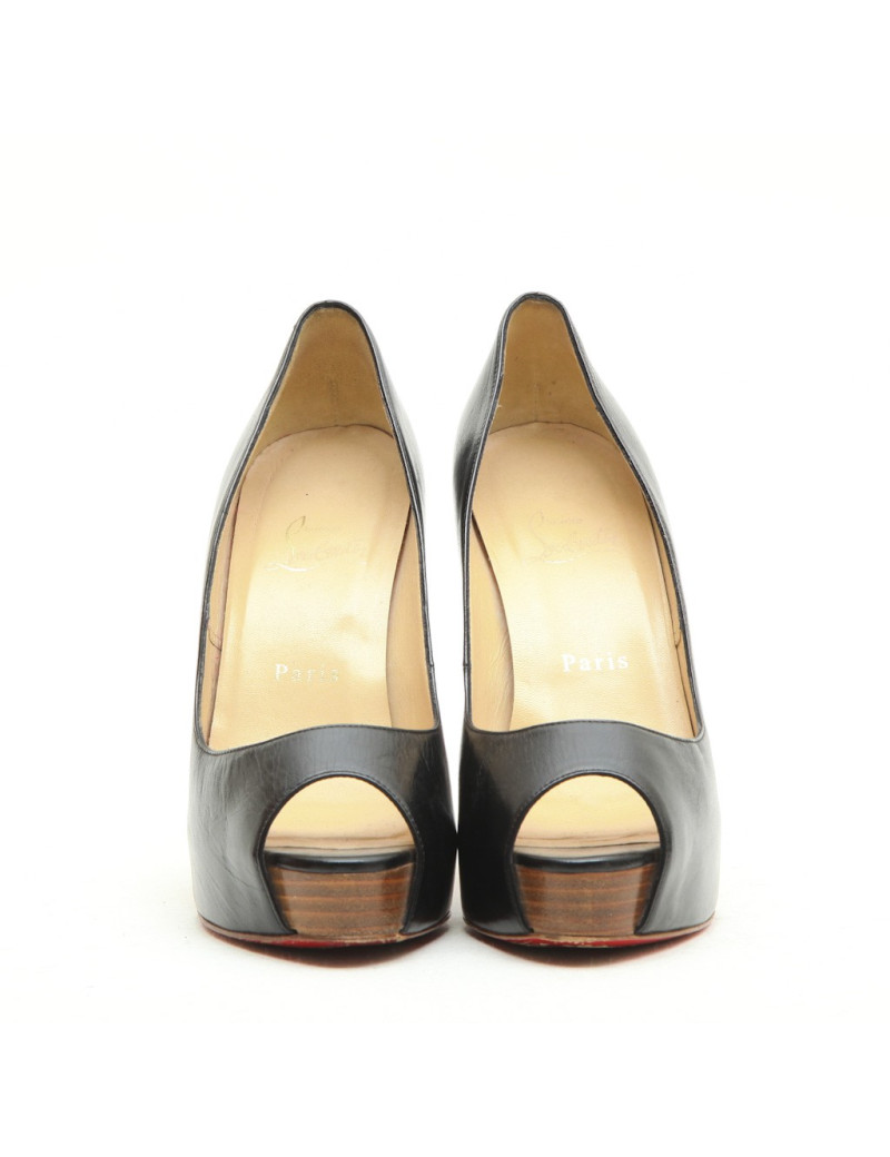 Sandales hautes LOUBOUTIN T 38 cuir noir 
