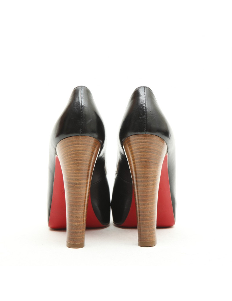 Sandales hautes LOUBOUTIN T 38 cuir noir 