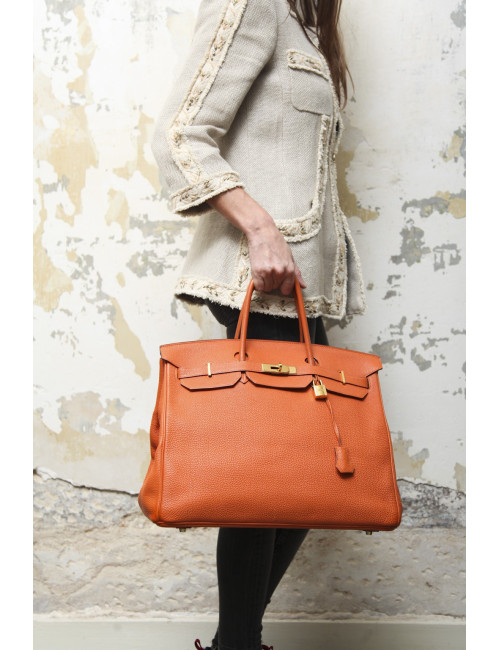 HERMES Birkin 40 bag in orange togo leather 