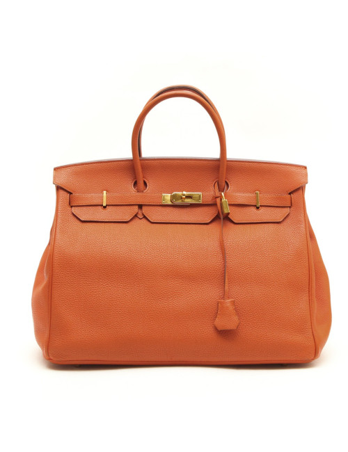 HERMES Birkin 40 bag in orange togo leather 