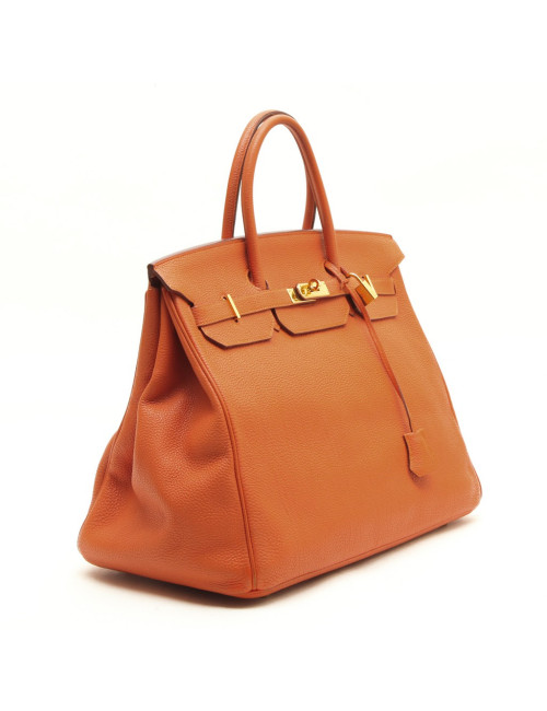 HERMES Birkin 40 bag in orange togo leather 