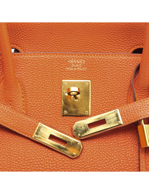 HERMES Birkin 40 bag in orange togo leather 
