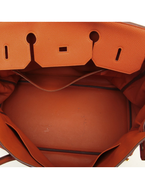 HERMES Birkin 40 bag in orange togo leather 