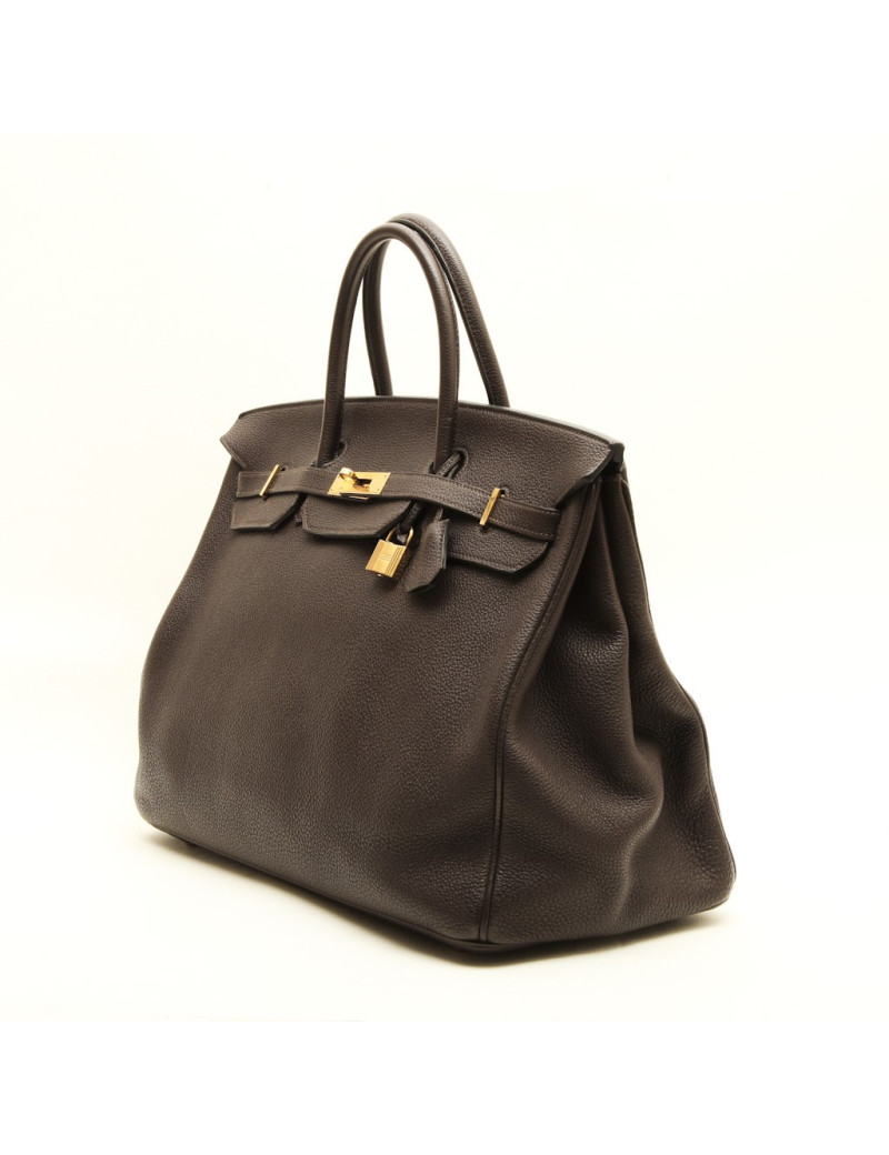 HERMES Birkin 40 bag in brown taurillon clémence leather
